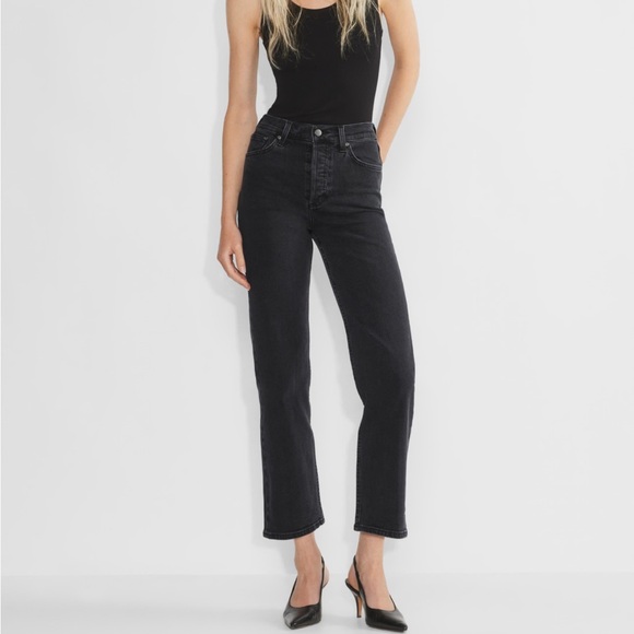 Denim Forum 
The Arlo High Rise Straight Leg in Black Eyeliner Sz 26 - Picture 1 of 5